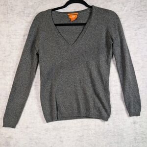 100% Cashmere Charcoal Grey V Neck Sweater